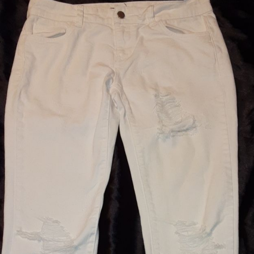 White ripped jeans